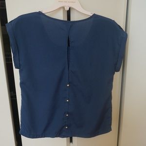 Navy blue tunic top with gold buttons // Size S